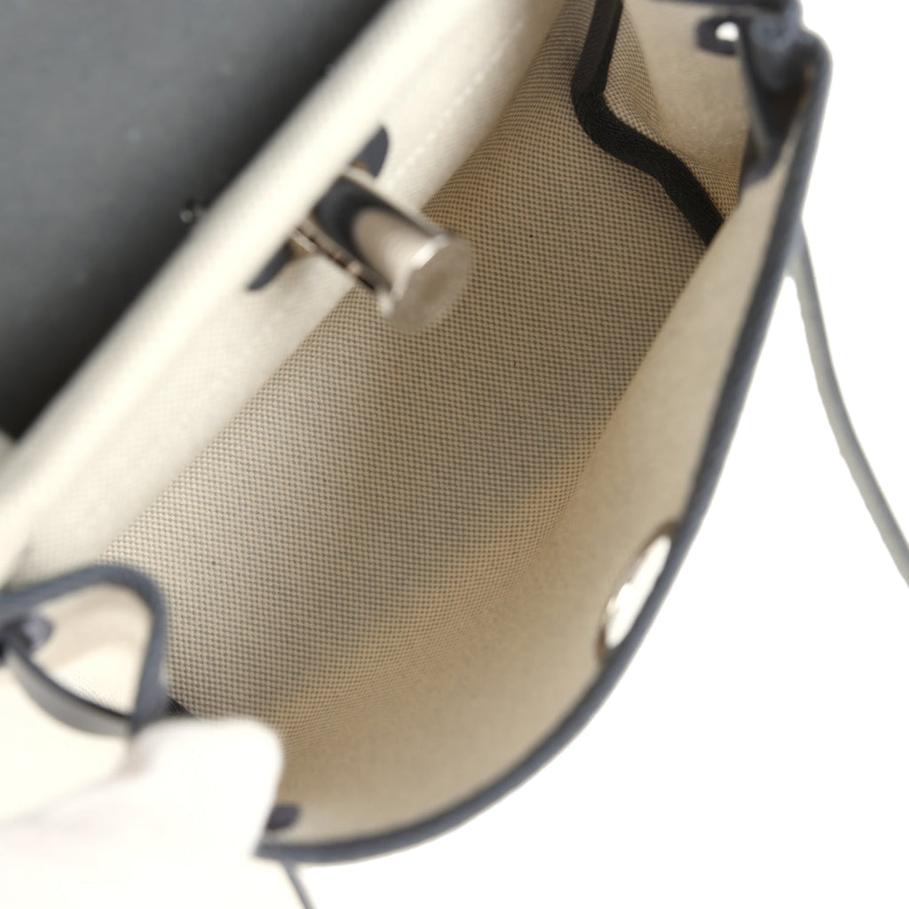 Hermes Herbag Zip 20 Mini Ecru and Bleu Glacier Toile H Canvas and Ardoise Vache Hunter Palladium Hardware