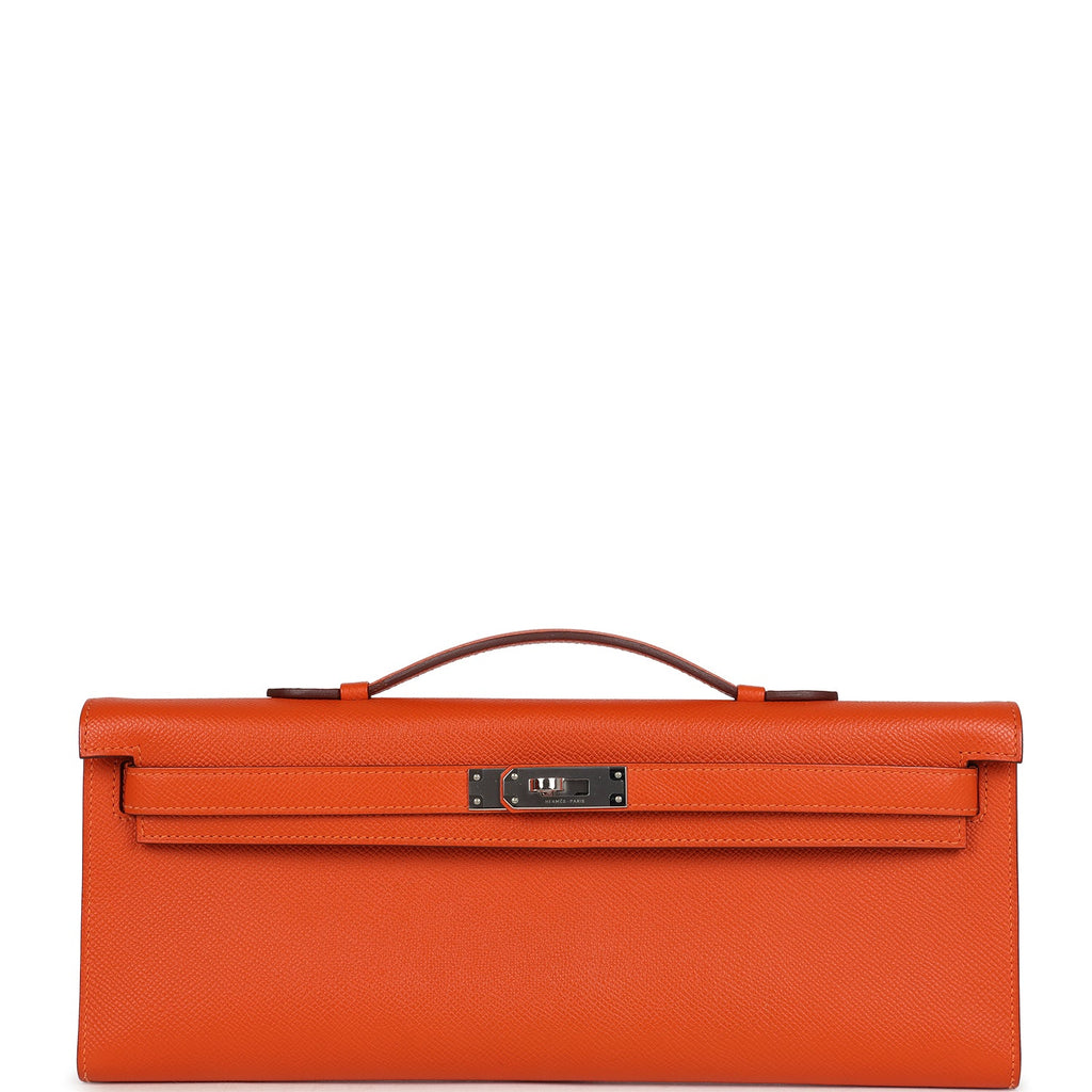 Pre-owned Hermes Kelly Cut Feu Epsom Palladium Hardware