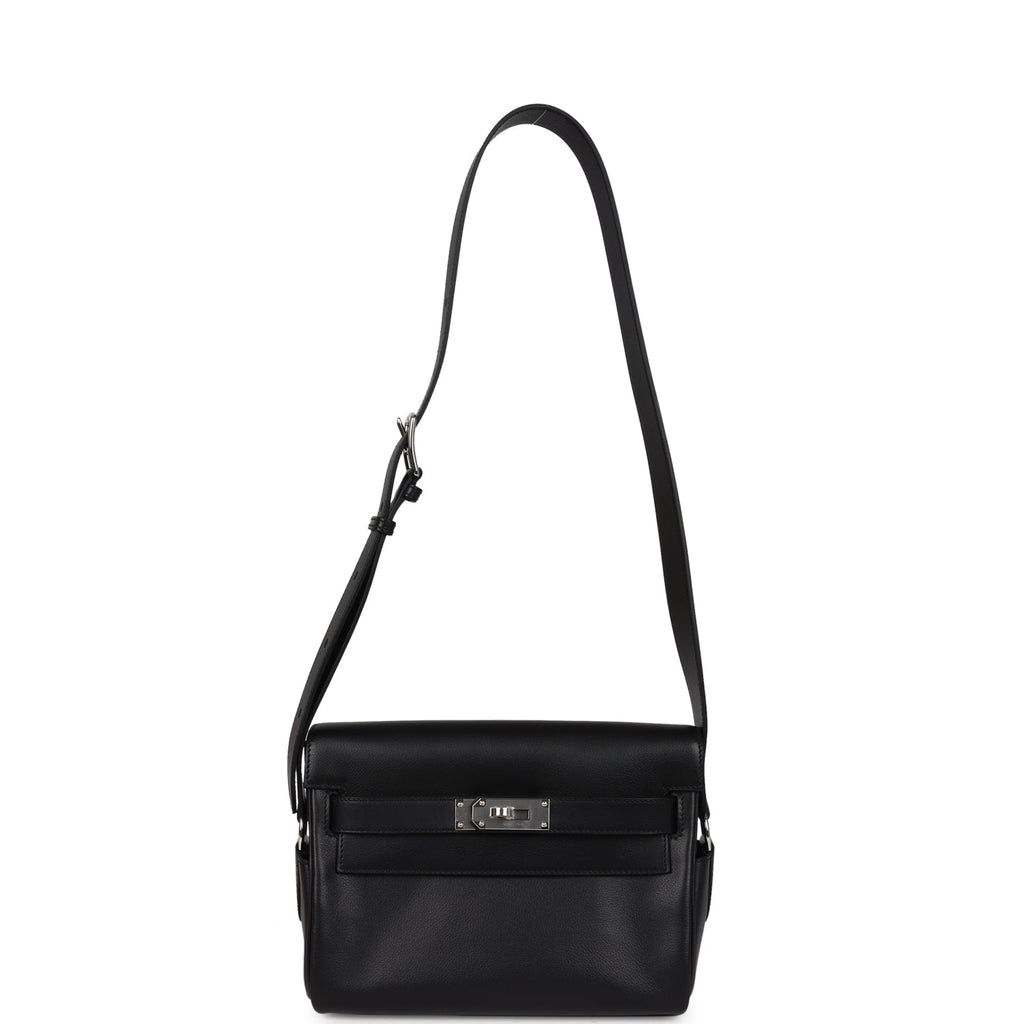 Hermes Kelly Messenger PM Black Evergrain Palladium Hardware
