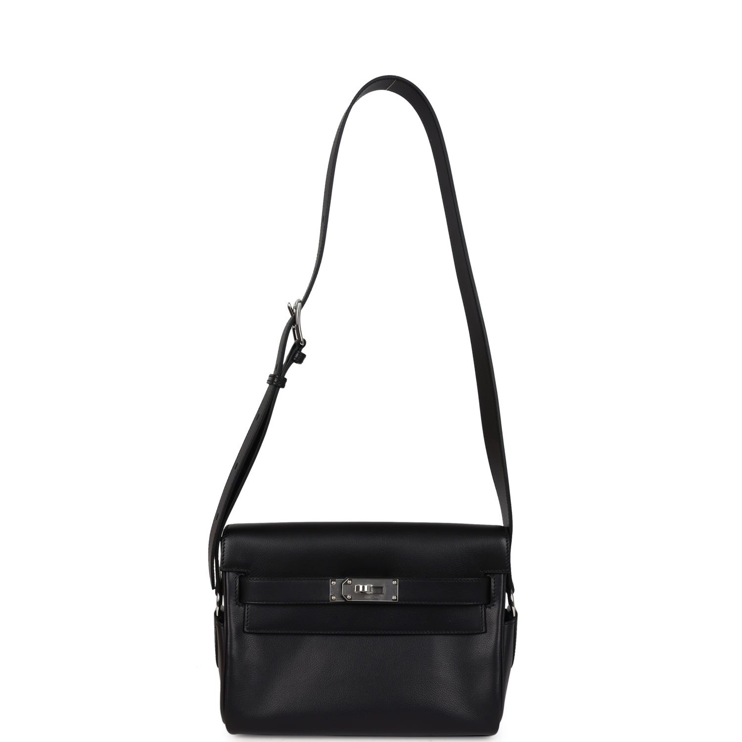 Hermes Kelly Messenger PM Black Evergrain Palladium Hardware