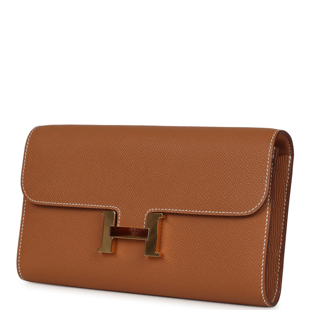 Pre-owned Hermes Constance Wallet To Go Gold Epsom Gold Hardware