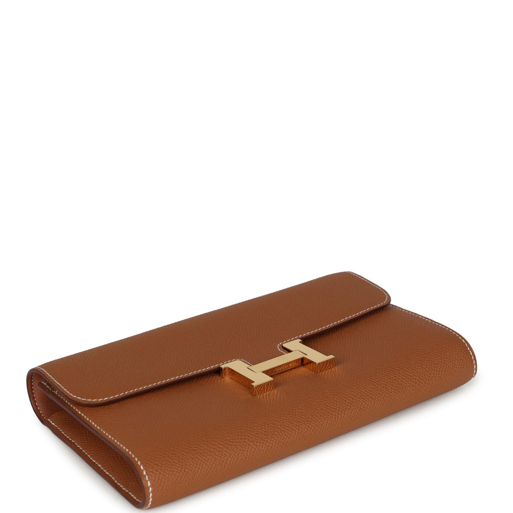 Pre-owned Hermes Constance Wallet To Go Gold Epsom Gold Hardware