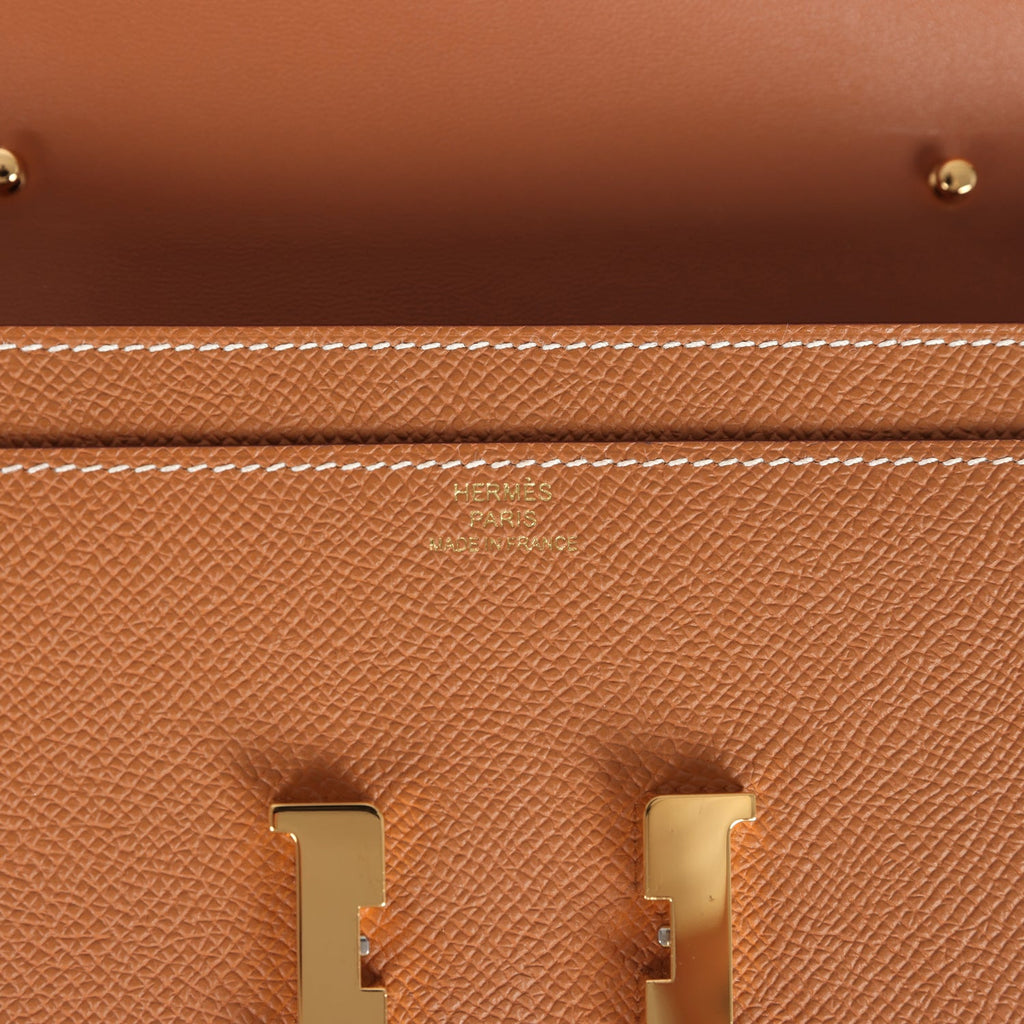 Pre-owned Hermes Constance Wallet To Go Gold Epsom Gold Hardware