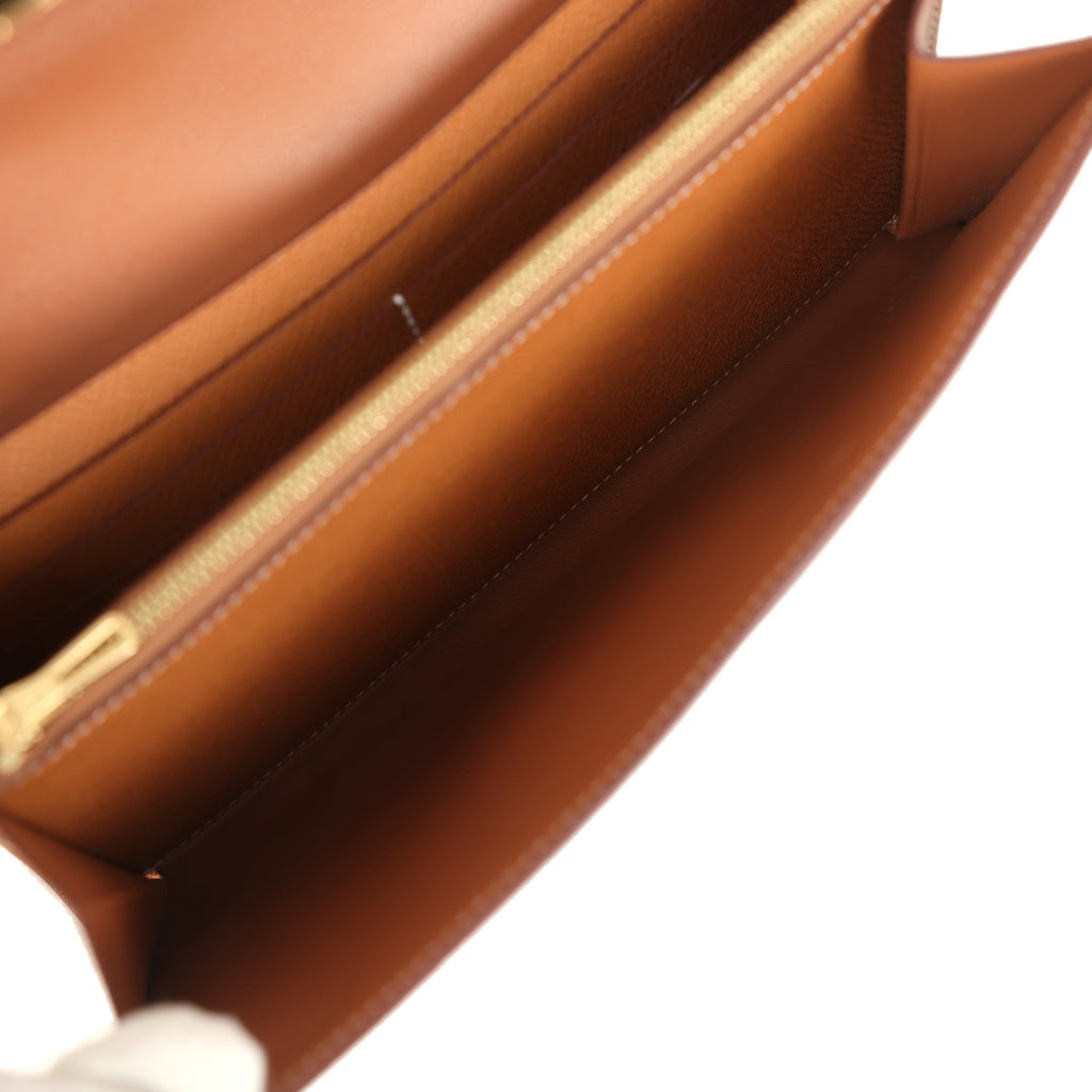 Pre-owned Hermes Constance Wallet To Go Gold Epsom Gold Hardware