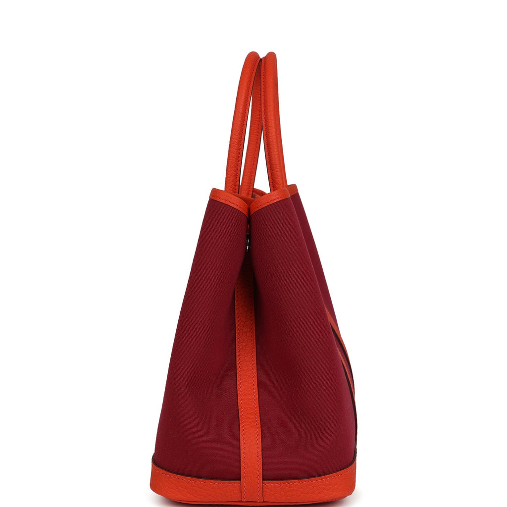 Hermes Garden Party 30 Rubis Officier Canvas and Capucine Negonda Palladium Hardware