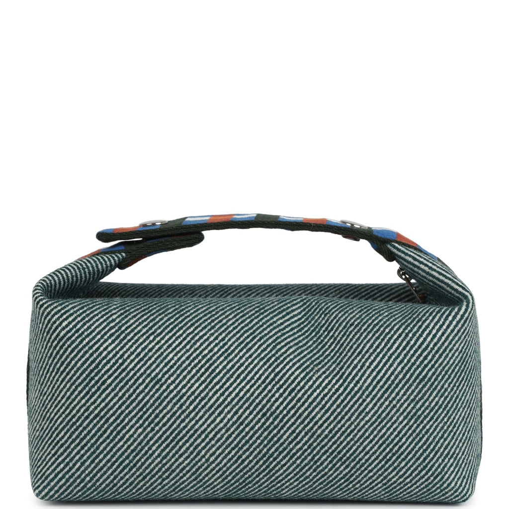 Hermes Bride-A-Brac Au Carre Case PM Vert Foret H Natte Canvas and Wool Palladium Hardware