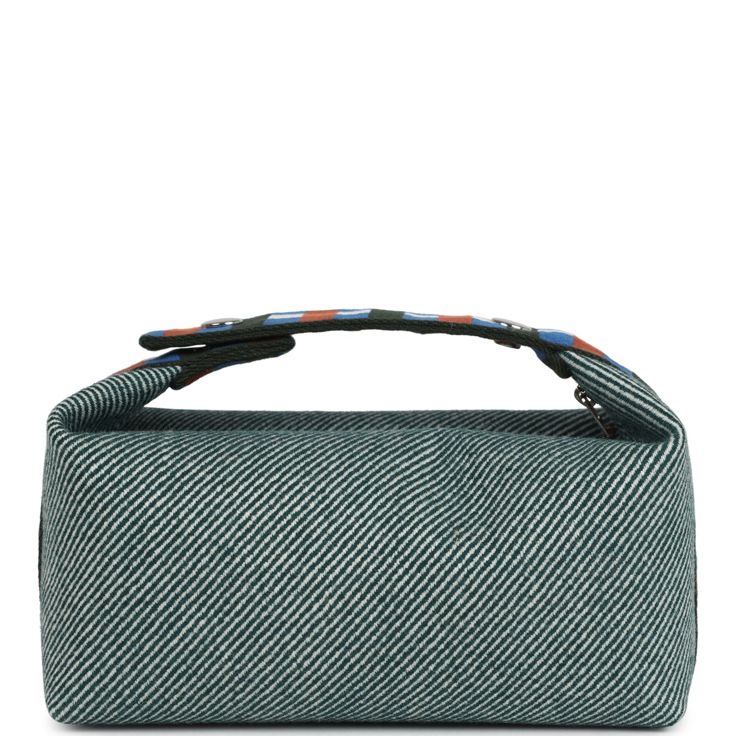 Hermes Bride-A-Brac Au Carre Case PM Vert Foret H Natte Canvas and Wool Palladium Hardware