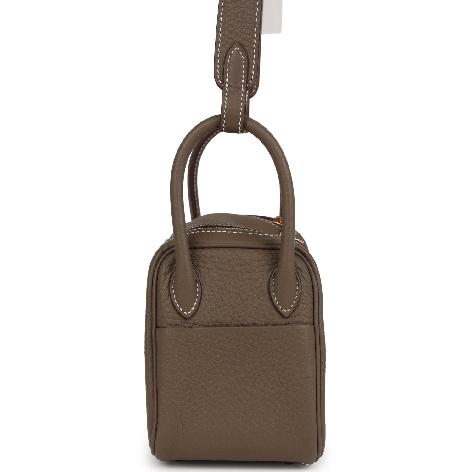Hermes Mini Lindy II Etoupe Clemence Gold Hardware