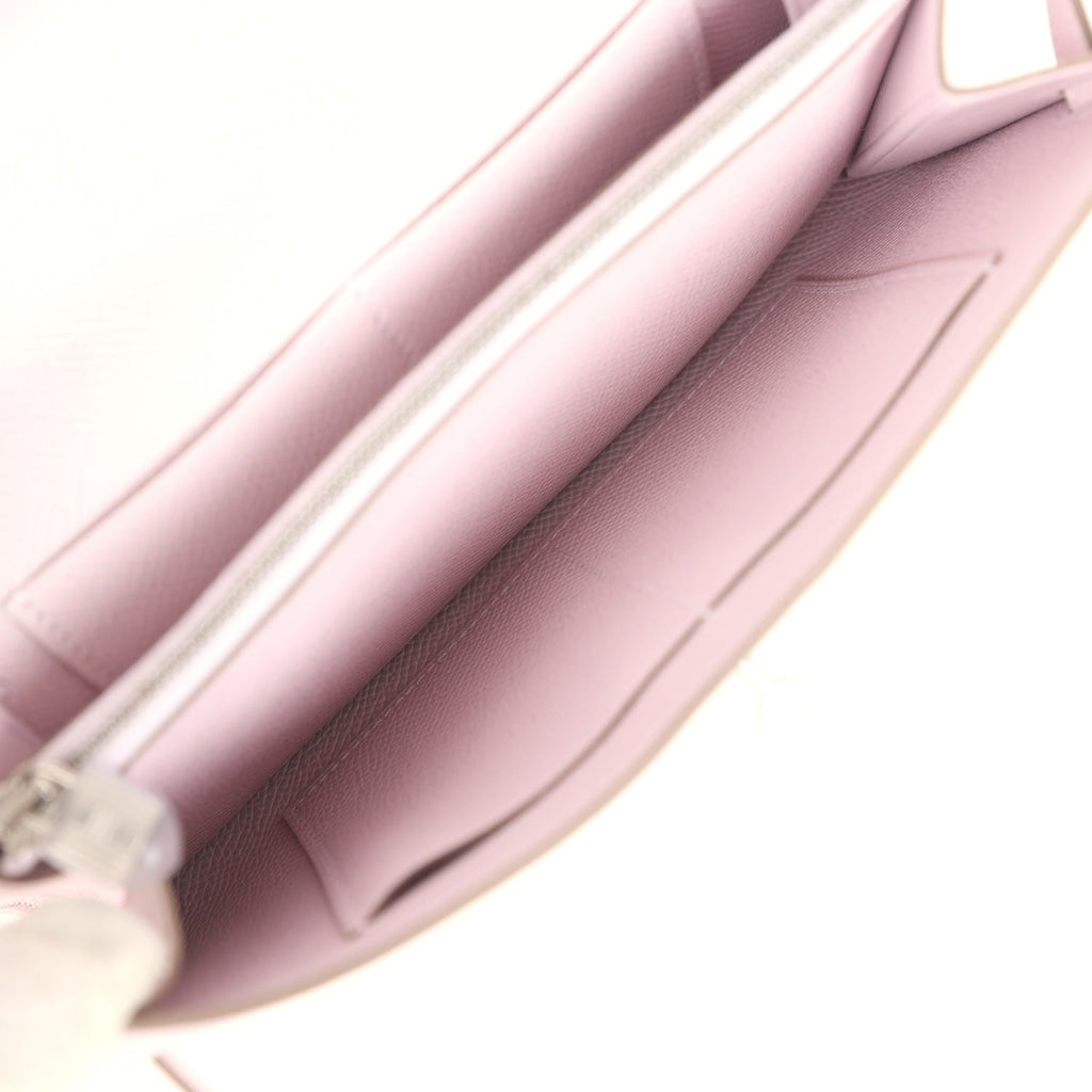Hermes Kelly Wallet To Go Mauve Pale Epsom Palladium Hardware