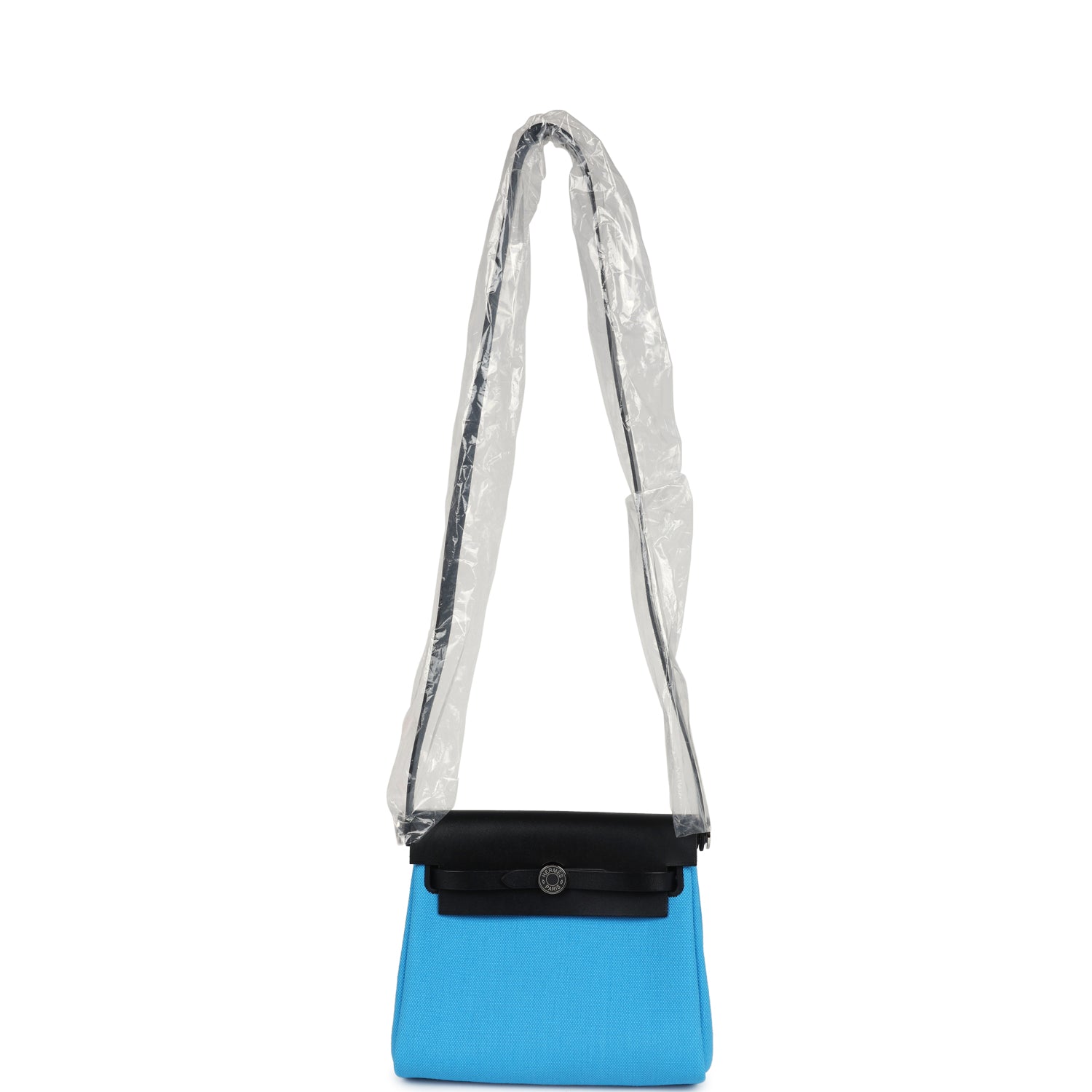 Hermes Herbag Zip 20 Mini Bleu Riviera Toile H Canvas and Black Vache Hunter Palladium Hardware