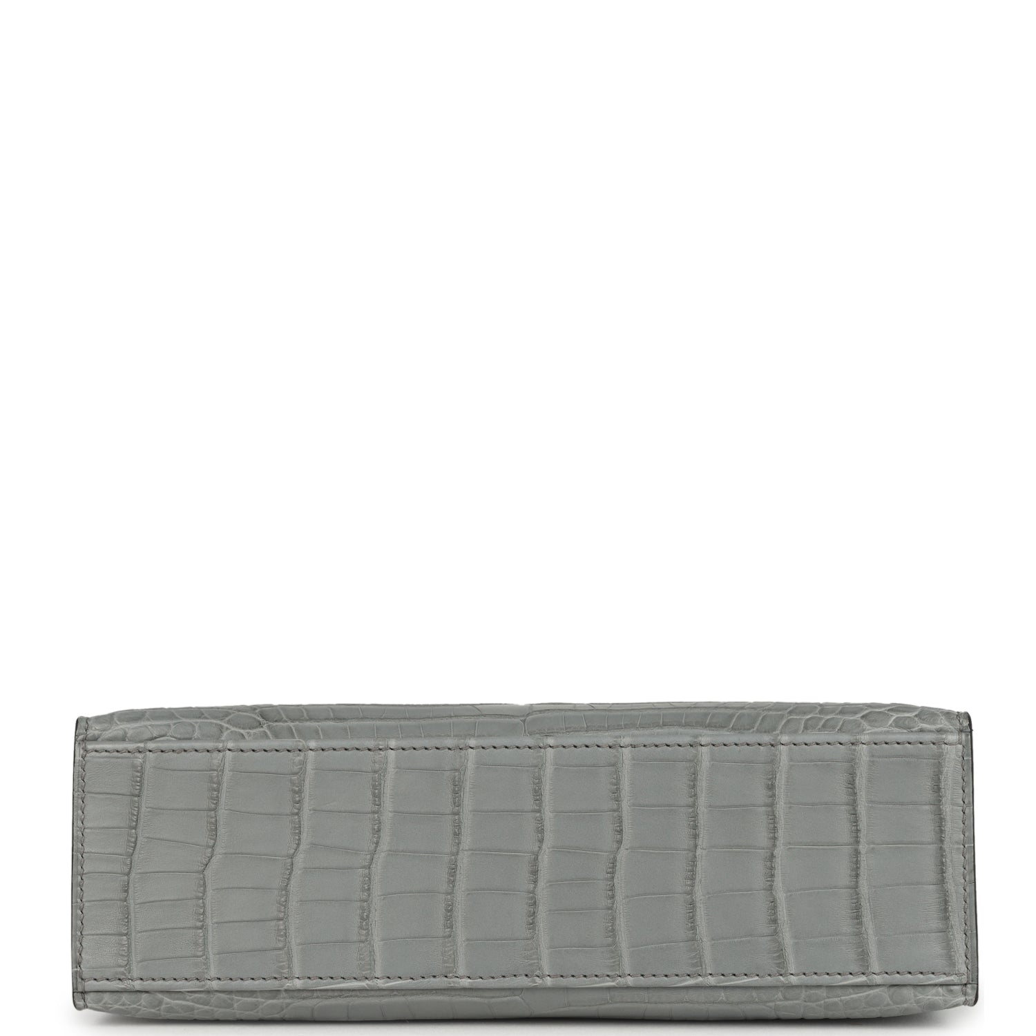 Hermes Kelly Pochette Gris Ciment Matte Alligator Palladium Hardware