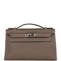 Hermes Kelly Pochette Etoupe Swift Palladium Hardware