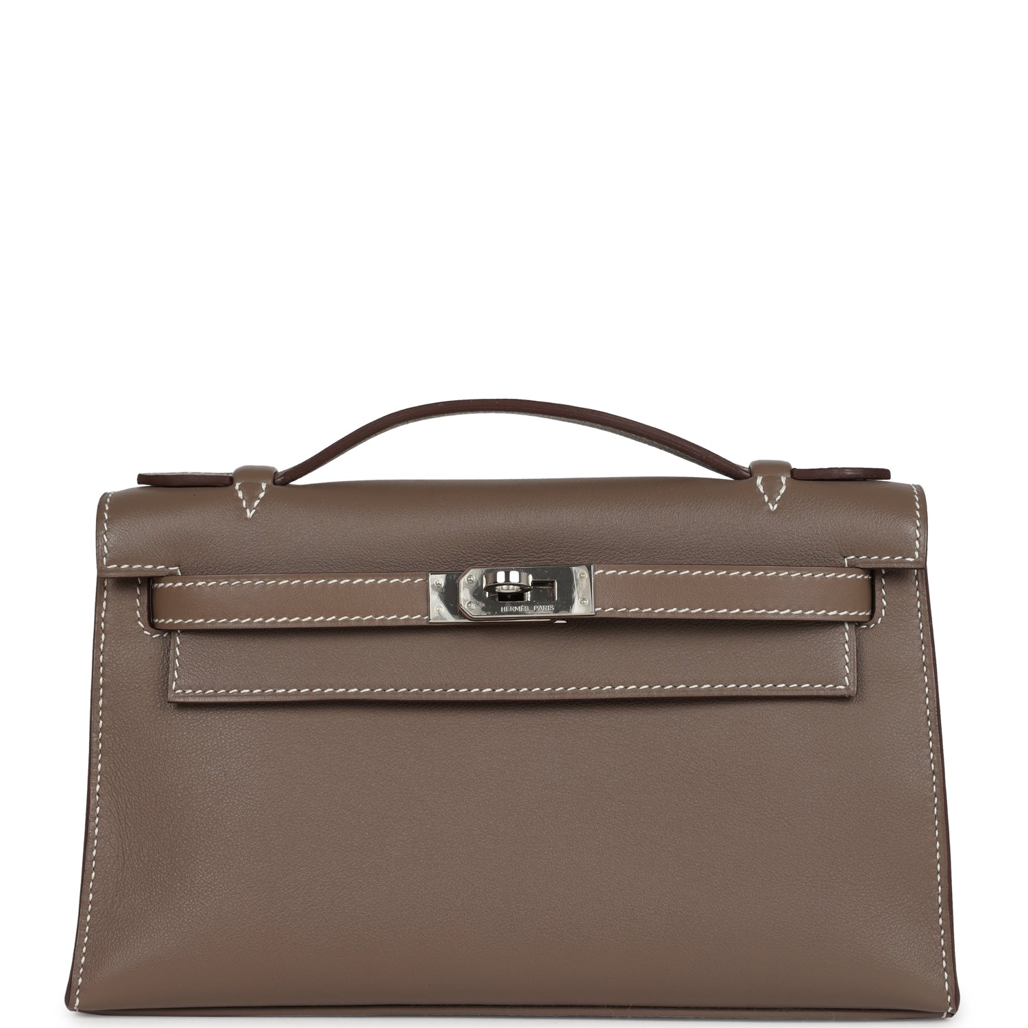 Hermes Kelly Pochette Etoupe Swift Palladium Hardware