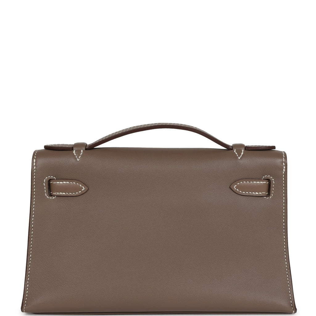 Hermes Kelly Pochette Etoupe Swift Palladium Hardware