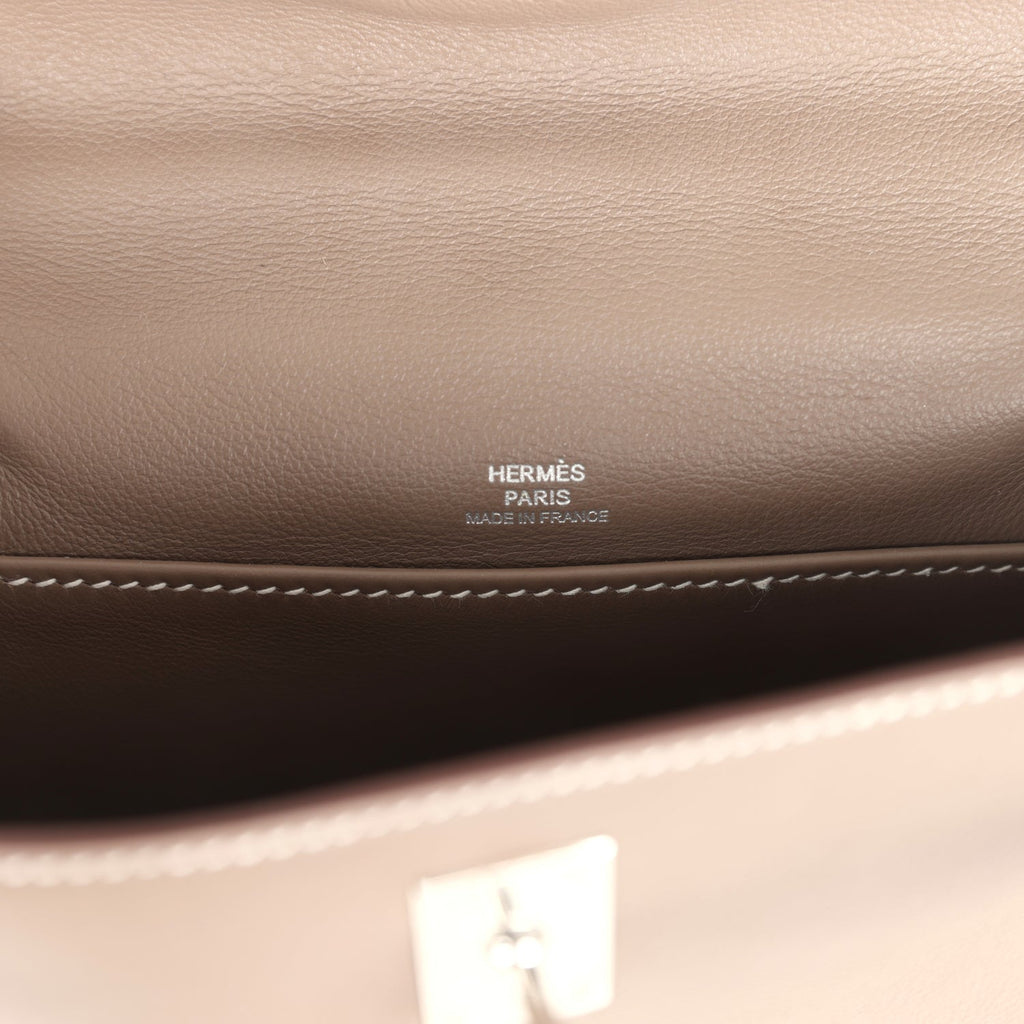Hermes Kelly Pochette Etoupe Swift Palladium Hardware