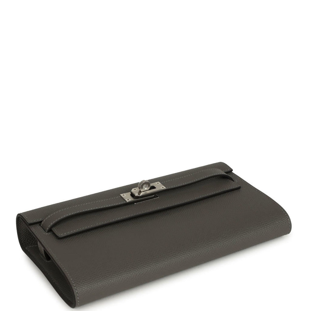 Hermes Kelly Wallet To Go Gris Meyer Epsom Palladium Hardware