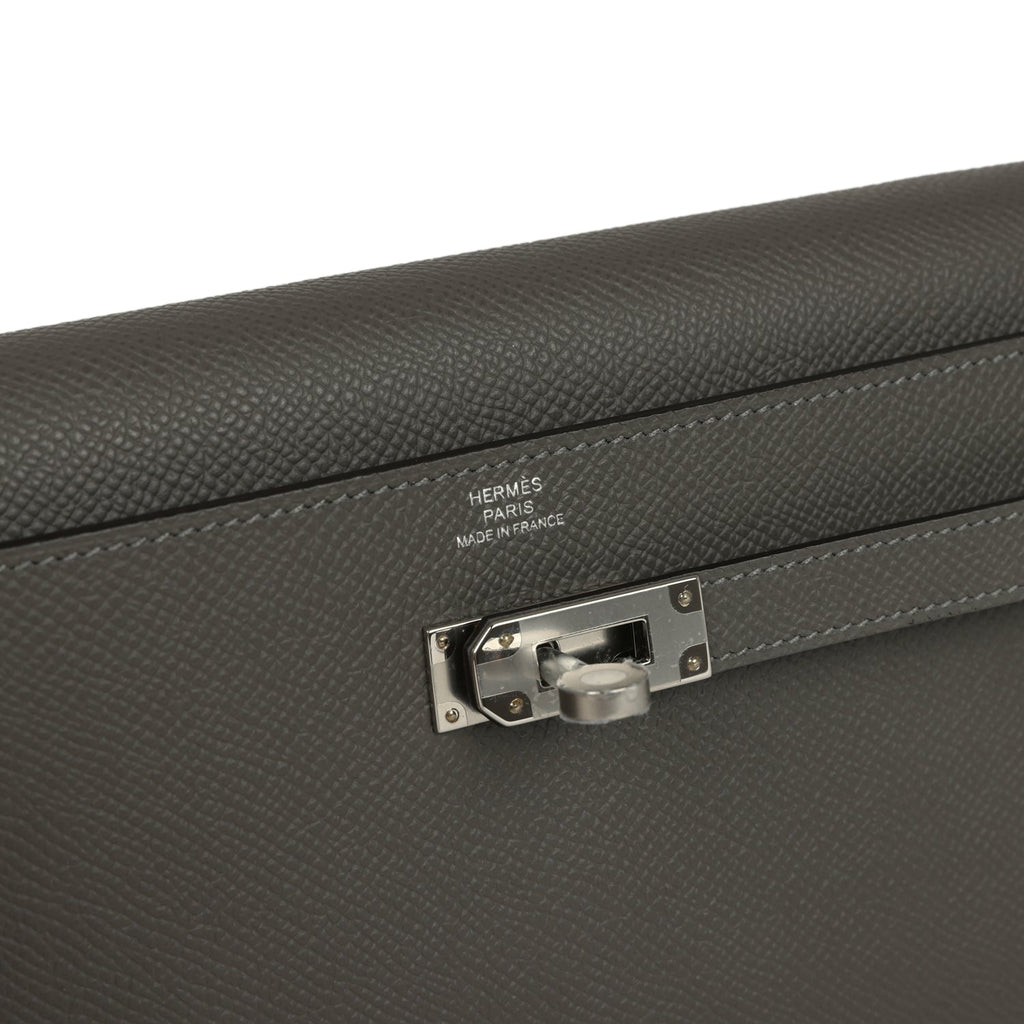 Hermes Kelly Wallet To Go Gris Meyer Epsom Palladium Hardware