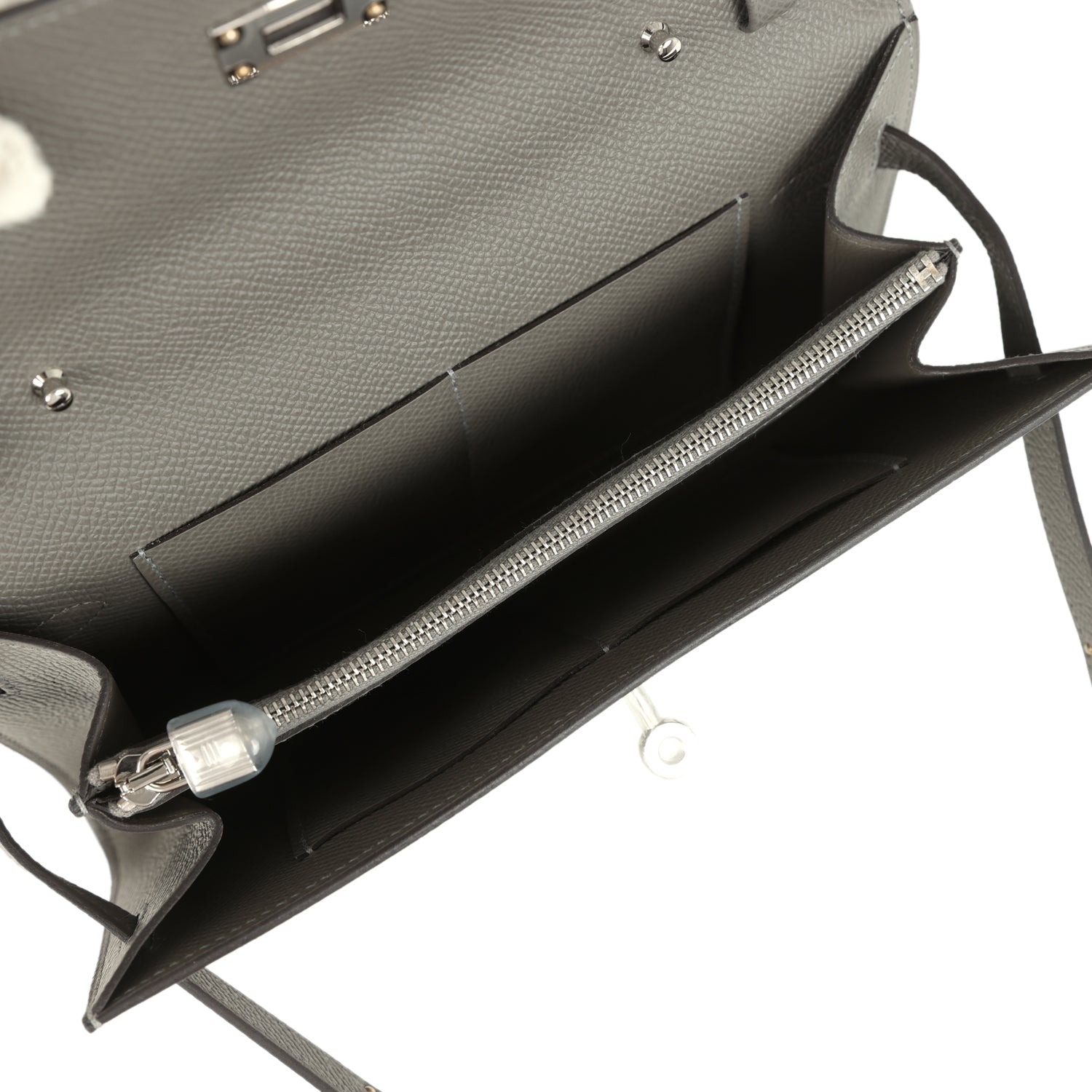 Hermes Kelly Wallet To Go Gris Meyer Epsom Palladium Hardware