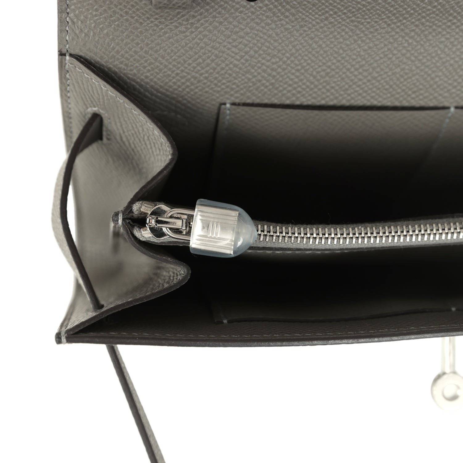 Hermes Kelly Wallet To Go Gris Meyer Epsom Palladium Hardware