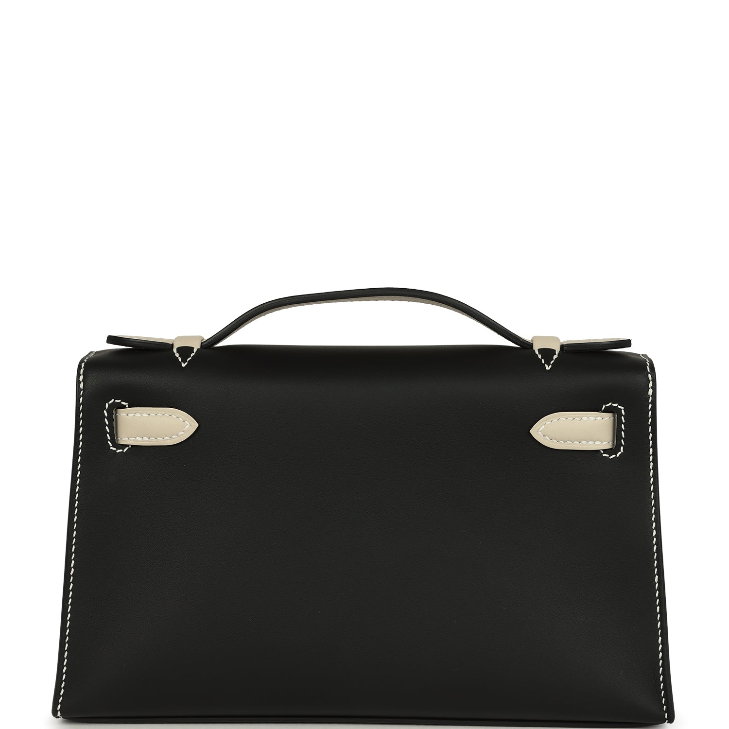 Hermes Special Order (HSS) Kelly Pochette Black and Beton Swift Permabrass Hardware