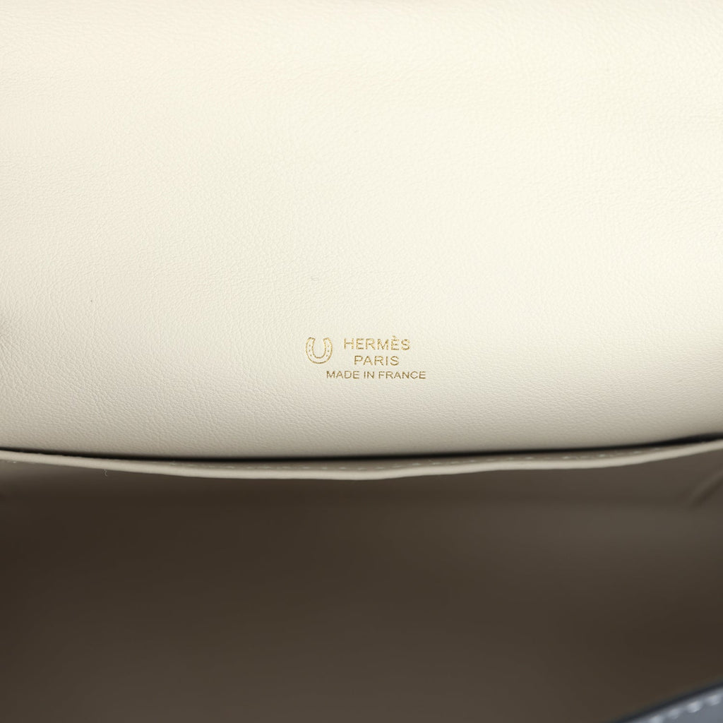 Hermes Special Order (HSS) Kelly Pochette Black and Beton Swift Permabrass Hardware