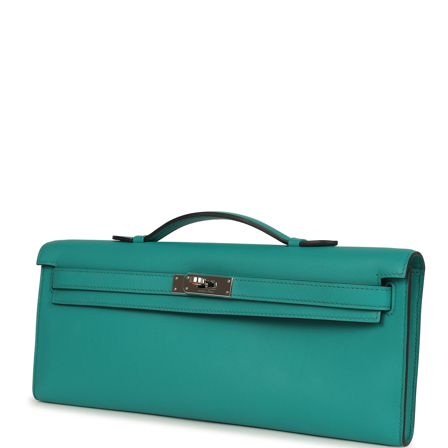 Pre-owned Hermes Kelly Cut Vert Verone Swift Palladium Hardware