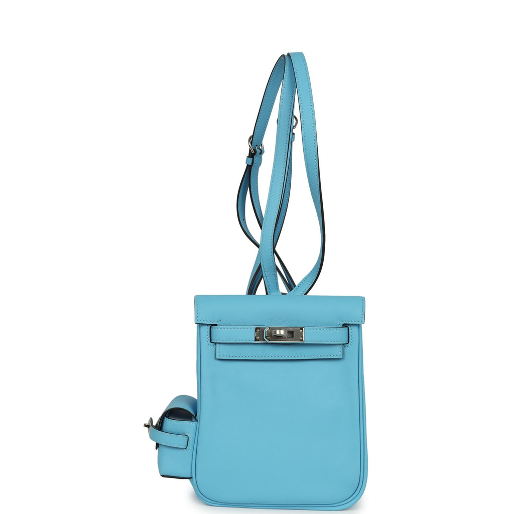 Hermes Mini Kelly Jump Backpack Celeste Swift Palladium Hardware