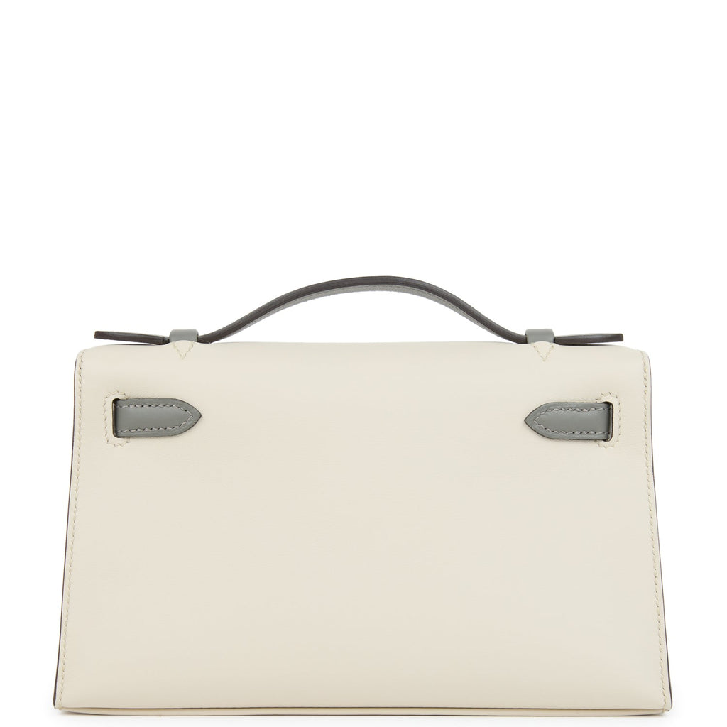 Hermes Special Order (HSS) Kelly Pochette Beton and Gris Meyer Swift Palladium Hardware
