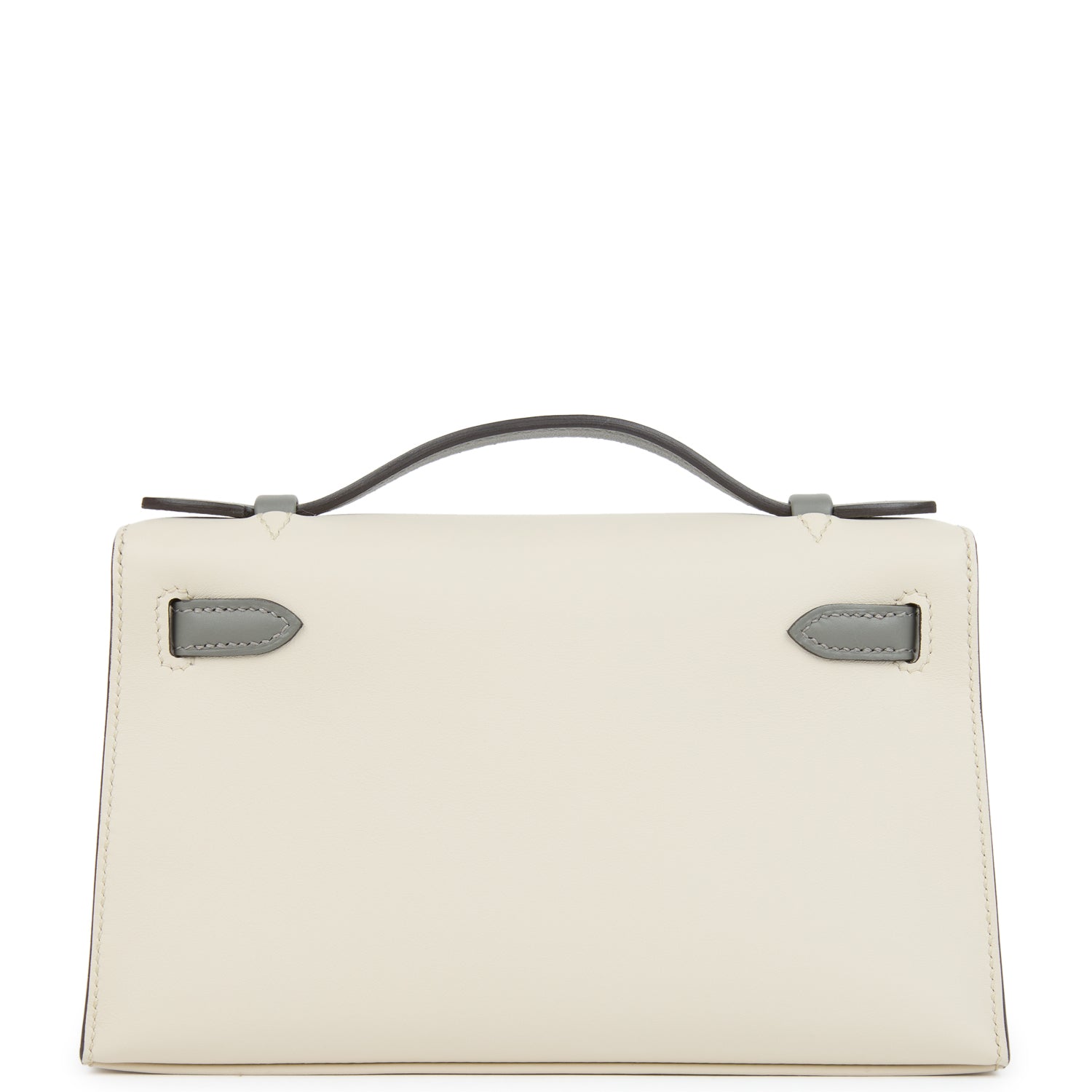 Hermes Special Order (HSS) Kelly Pochette Beton and Gris Meyer Swift Palladium Hardware