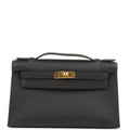 Hermes Kelly Pochette Black Swift Gold Hardware