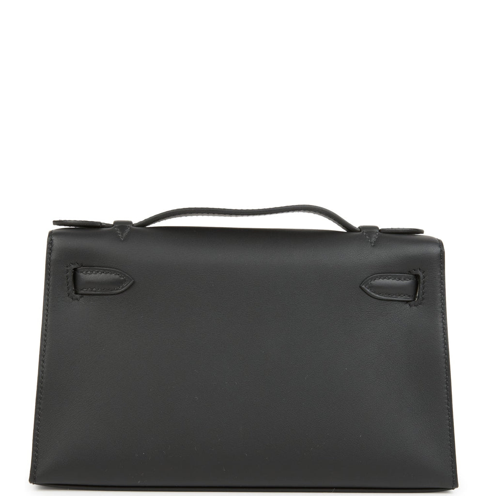 Hermes Kelly Pochette Black Swift Gold Hardware