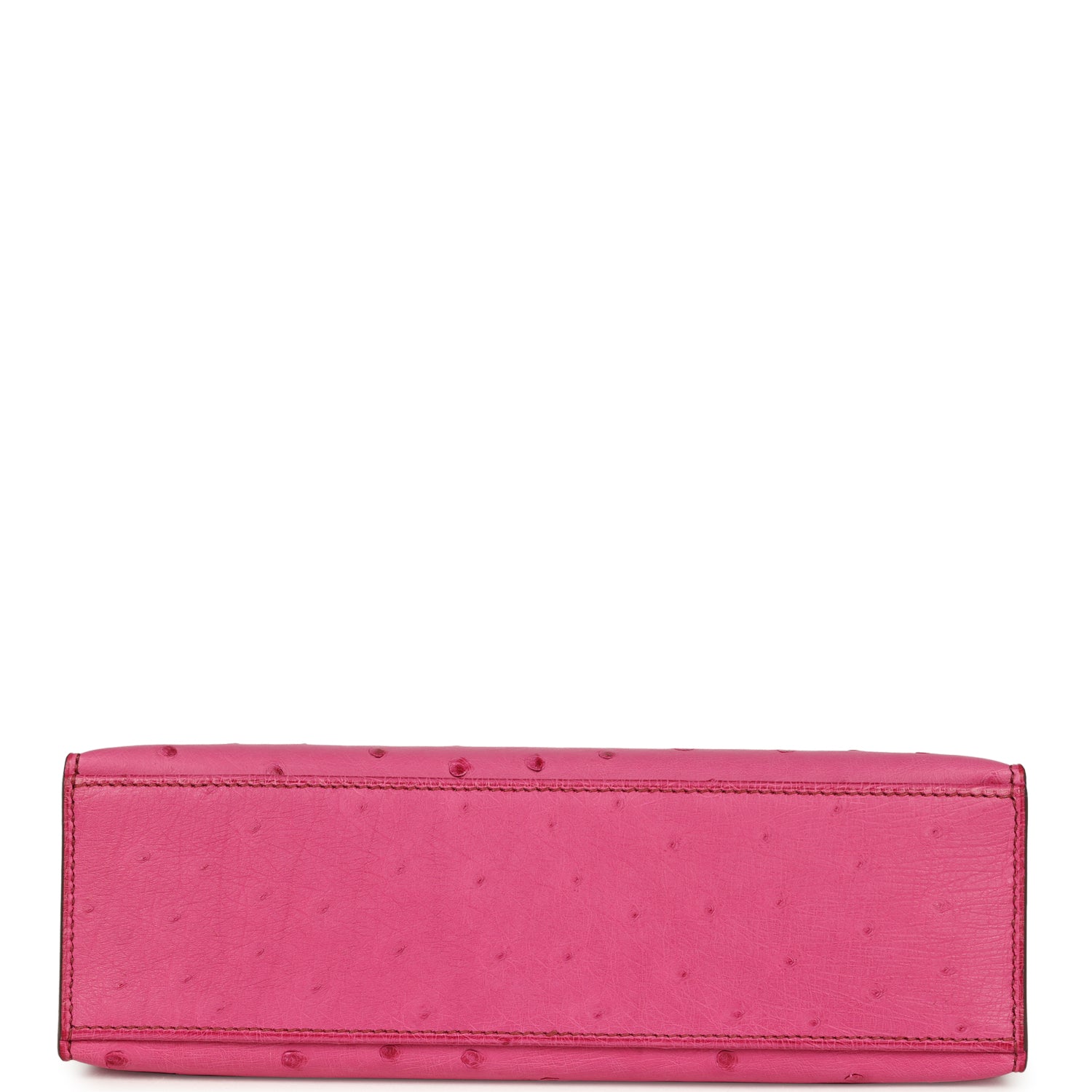 Pre-owned Hermes Kelly Pochette Fuchsia Ostrich Palladium Hardware