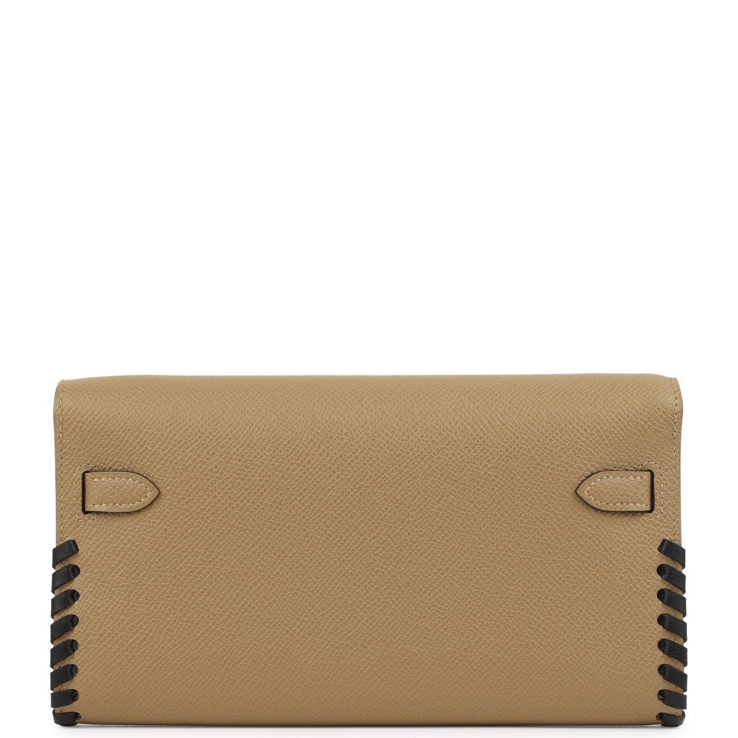Hermes Kelly To Go Tressage Wallet Poussiere and Black Epsom Palladium Hardware