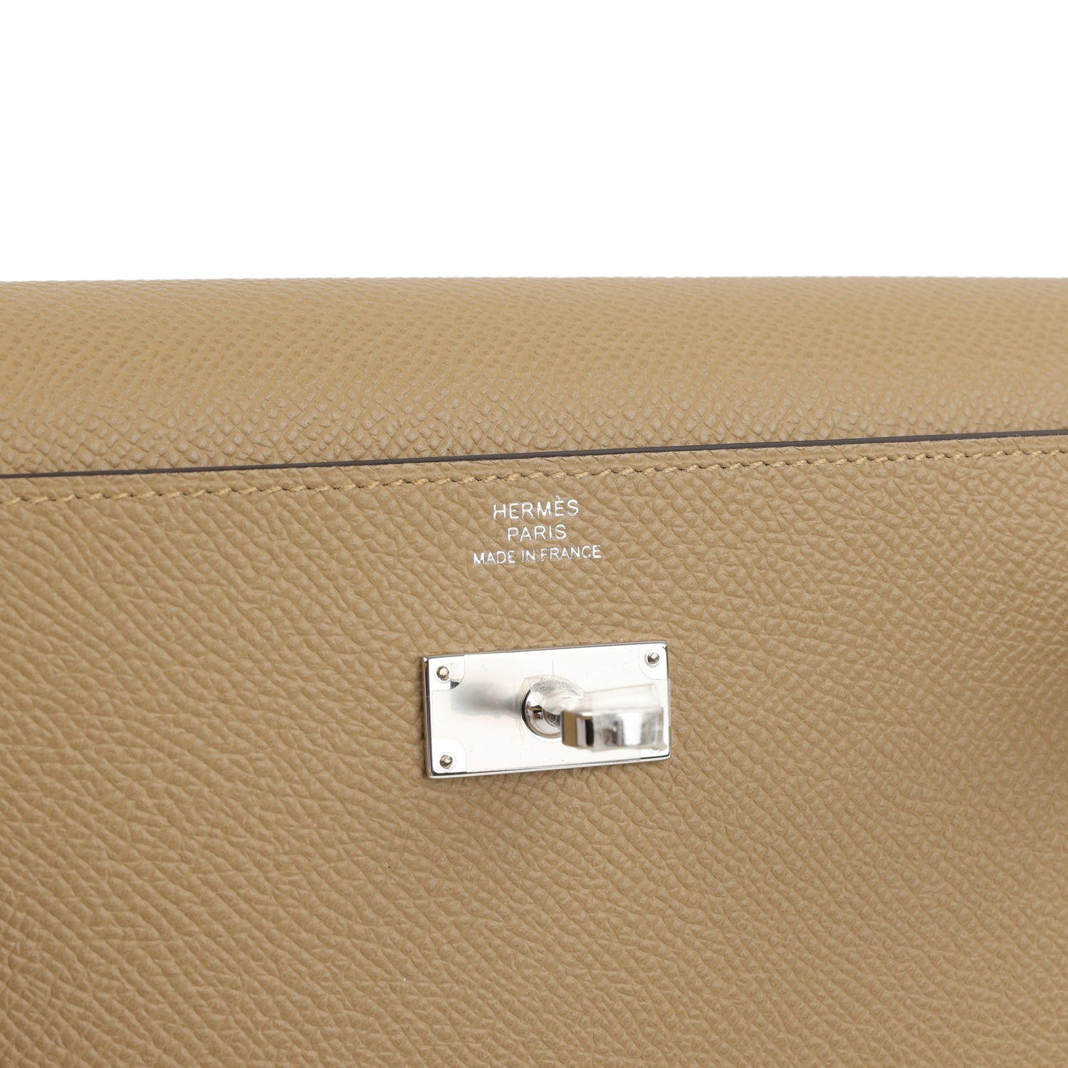 Hermes Kelly To Go Tressage Wallet Poussiere and Black Epsom Palladium Hardware