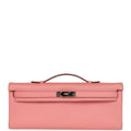 Hermes Kelly Cut Rose Confetti Epsom Palladium Hardware