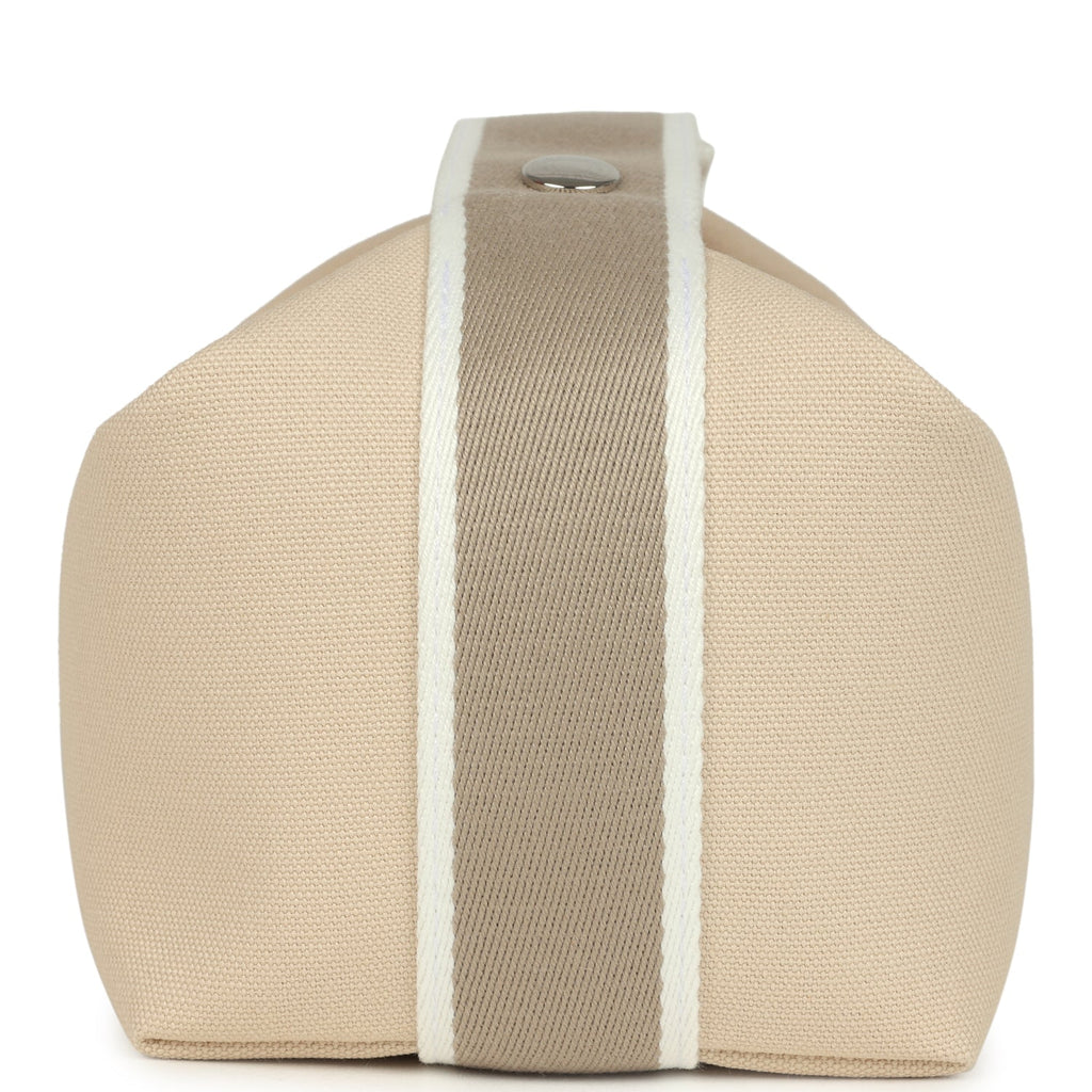 Hermes Bride-A-Brac Case PM Neutral Toile Canvas Palladium Hardware