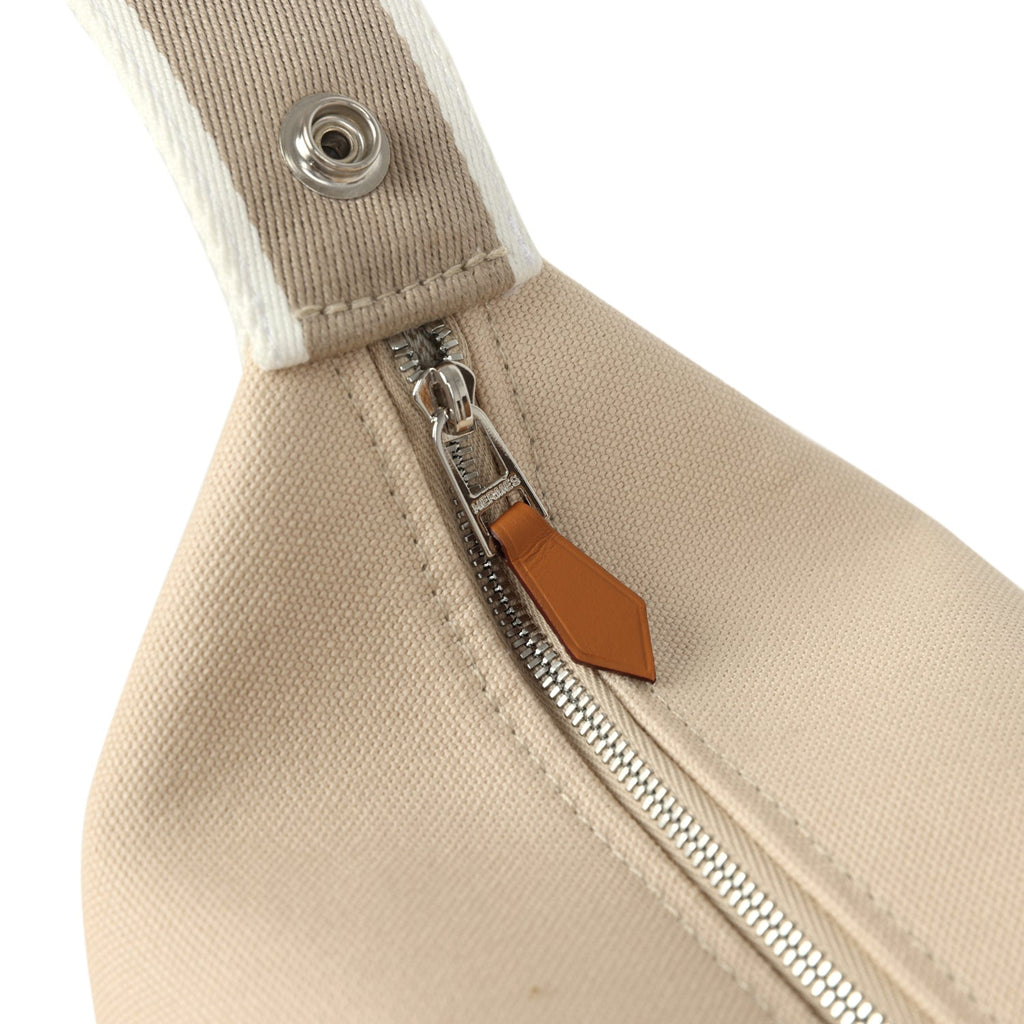 Hermes Bride-A-Brac Case PM Neutral Toile Canvas Palladium Hardware