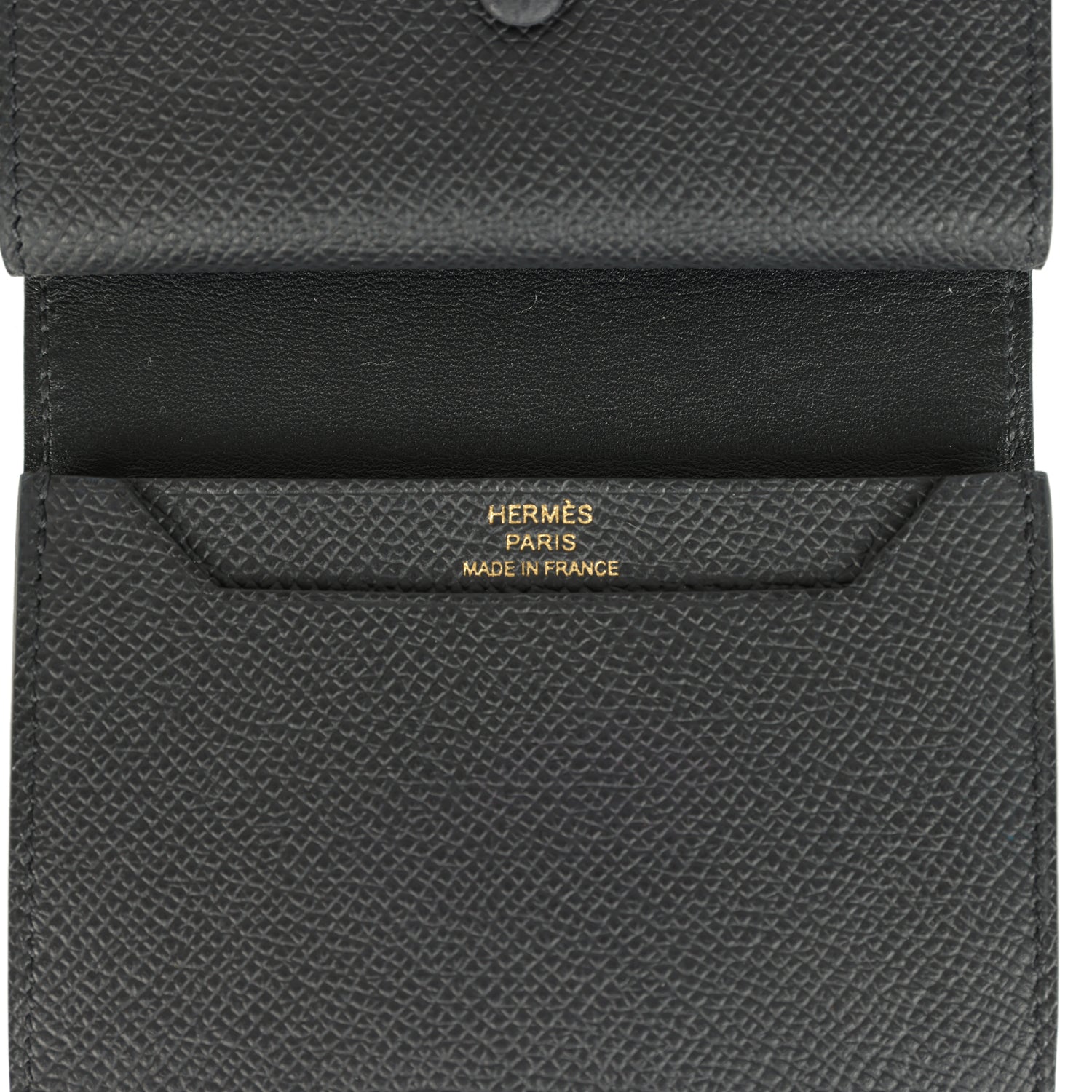 Hermes Bearn Mini Wallet Black Epsom Gold Hardware