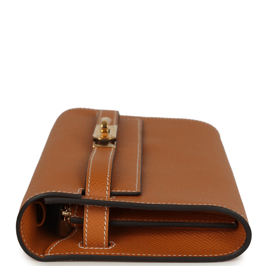 Hermes Kelly Wallet To Go Toffee Epsom Gold Hardware