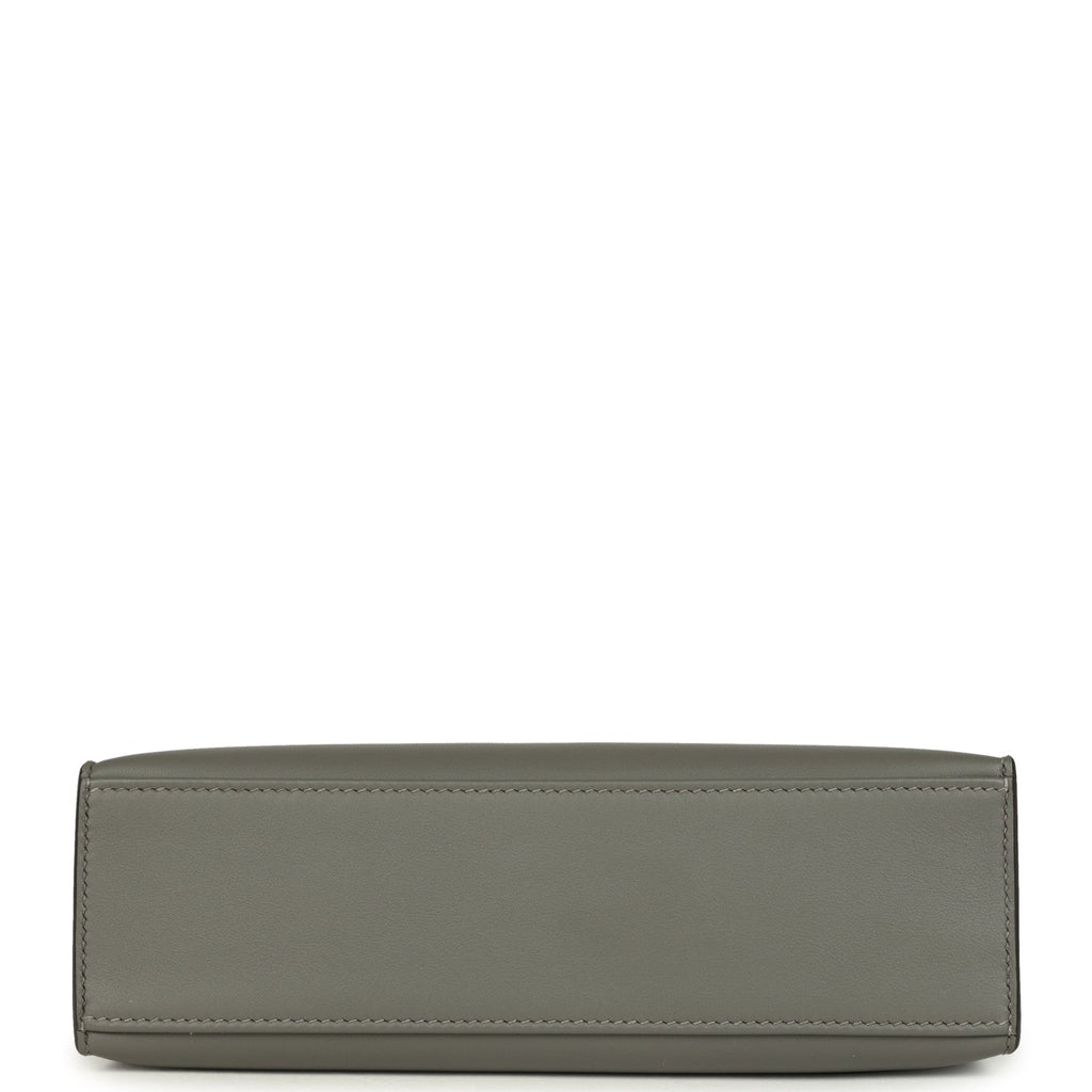 Pre-owned Hermes Kelly Pochette Gris Meyer Swift Paladium Hardware