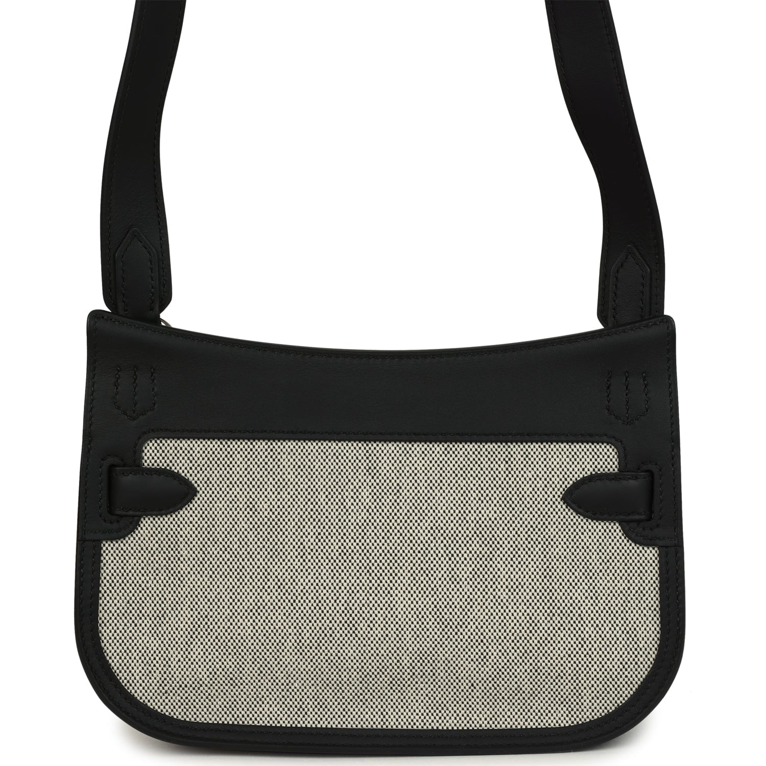 Hermes Jypsiere Mini Black and Ecru Toile H Black Swift Palladium Hardware