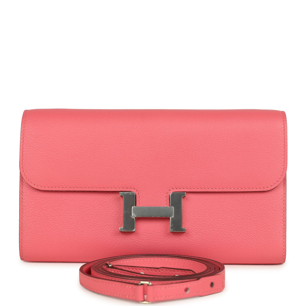 Hermes Constance Wallet To Go Rose Azalee Evercolor Palladium Hardware