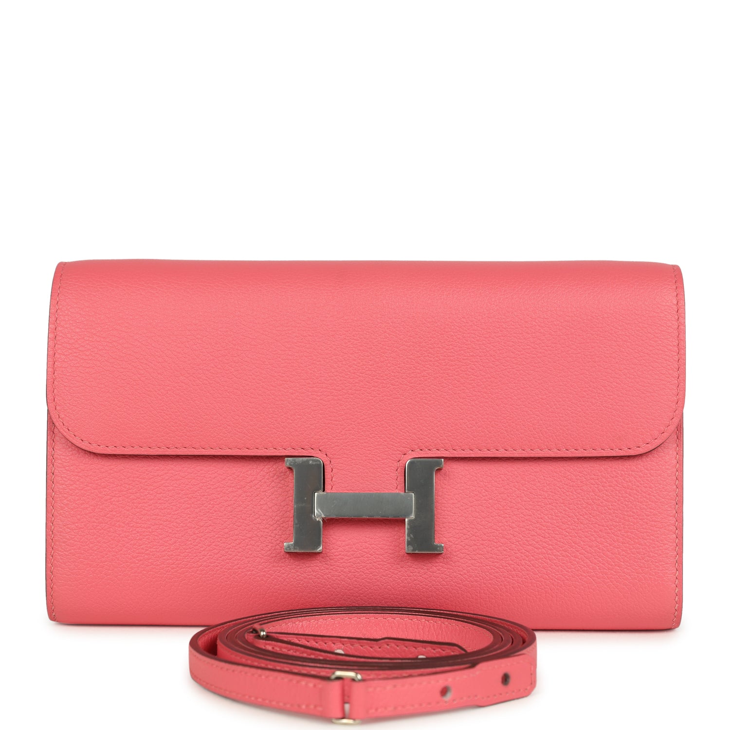 Hermes Constance Wallet To Go Rose Azalee Evercolor Palladium Hardware
