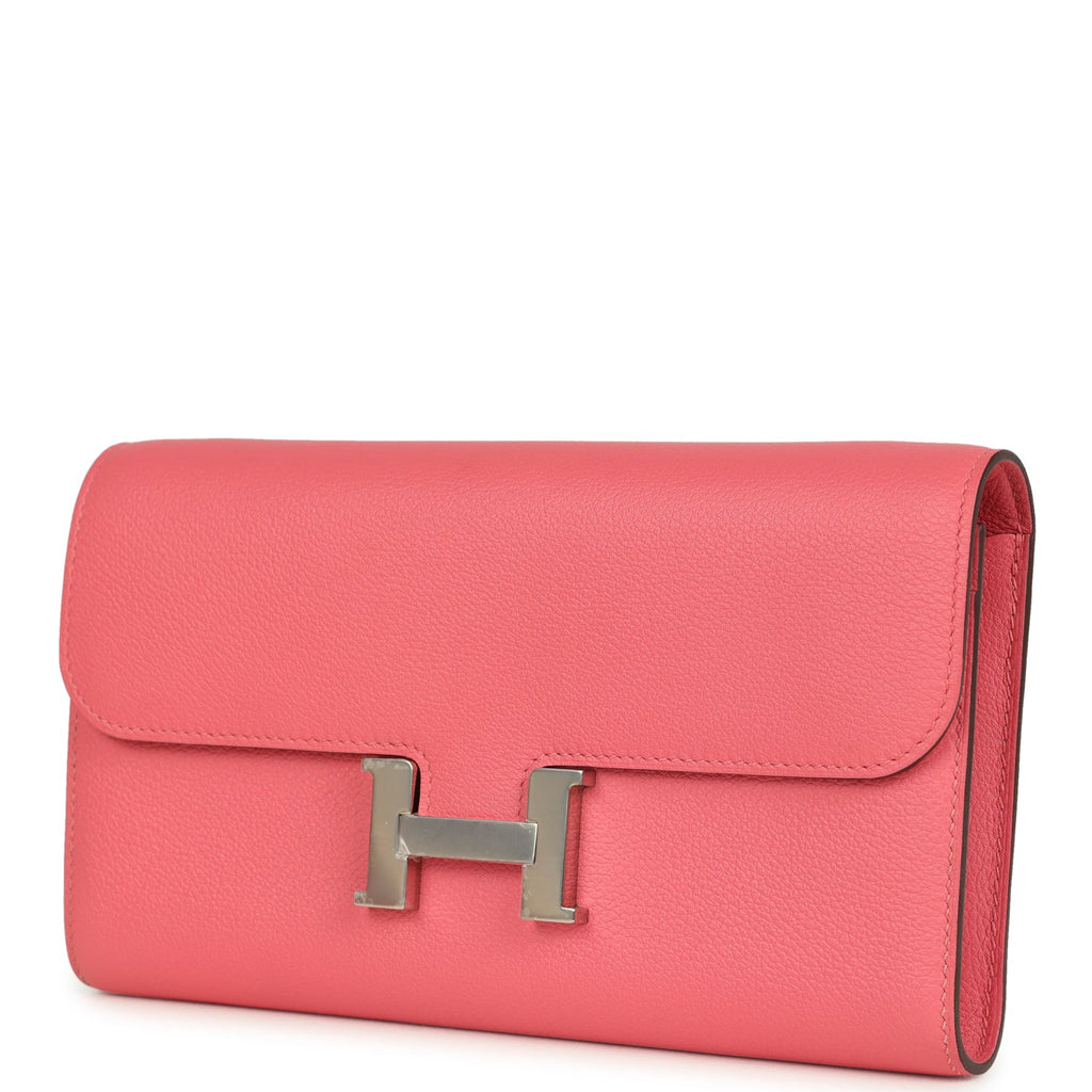 Hermes Constance Wallet To Go Rose Azalee Evercolor Palladium Hardware