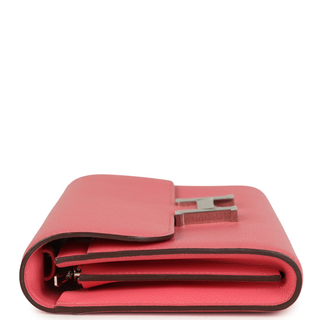 Hermes Constance Wallet To Go Rose Azalee Evercolor Palladium Hardware