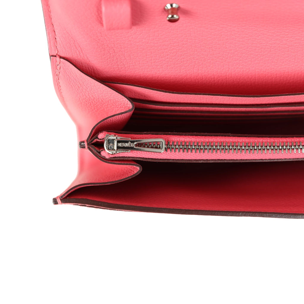 Hermes Constance Wallet To Go Rose Azalee Evercolor Palladium Hardware