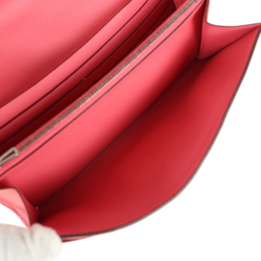 Hermes Constance Wallet To Go Rose Azalee Evercolor Palladium Hardware