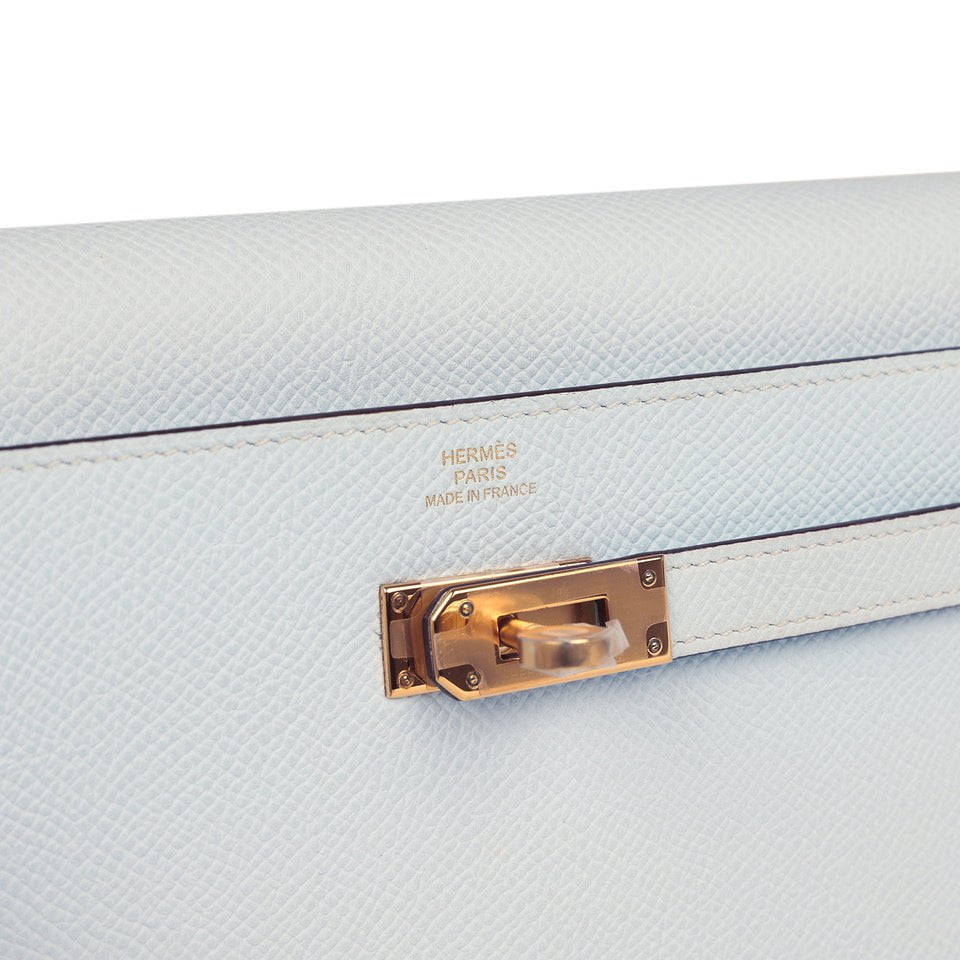 Hermes Kelly Wallet To Go Bleu Brume Gold Hardware