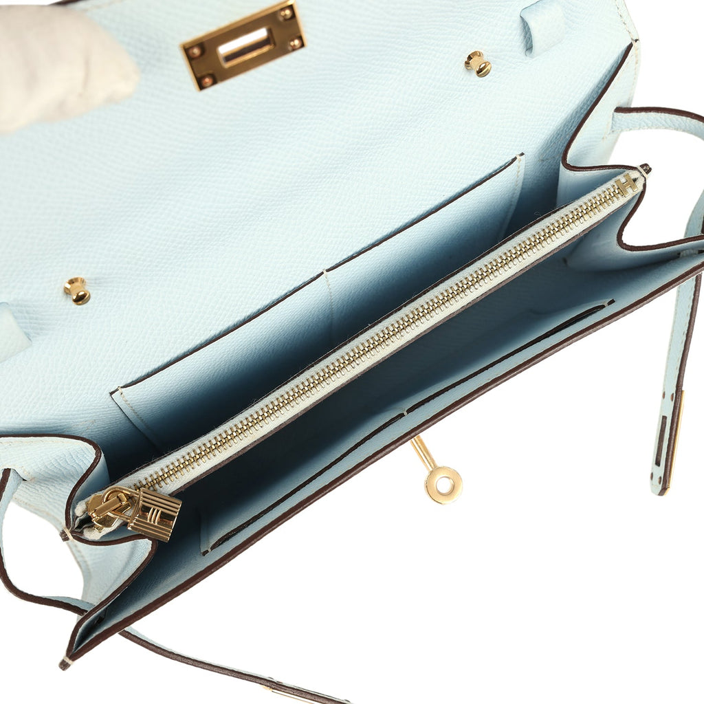 Hermes Kelly Wallet To Go Bleu Brume Gold Hardware