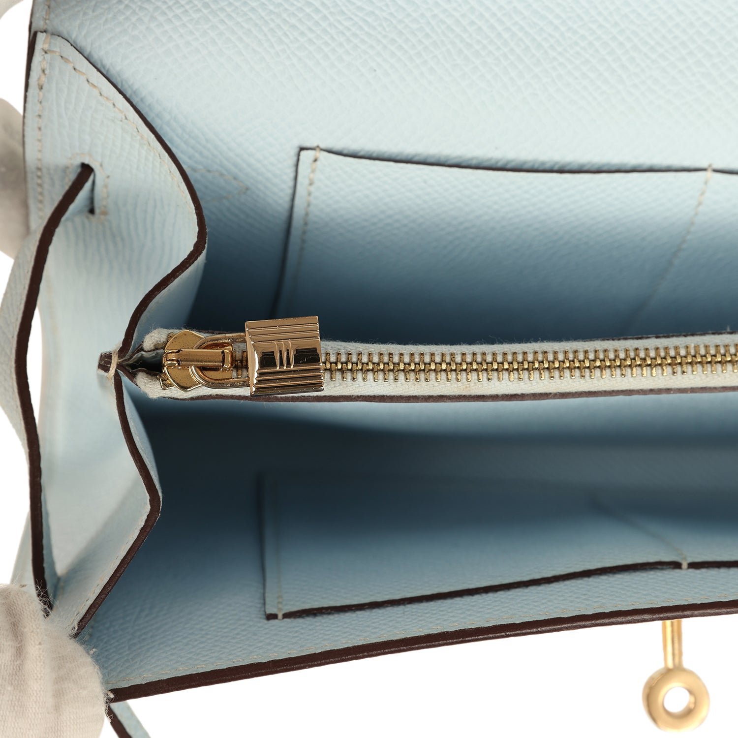 Hermes Kelly Wallet To Go Bleu Brume Gold Hardware